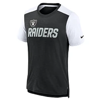 Men's Nike Heathered Black/White Las Vegas Raiders Color Block Team Name T-Shirt