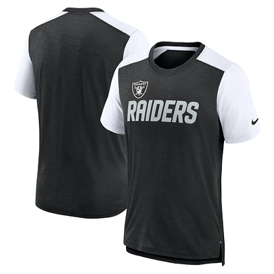 T-shirt Nike chiné noir/blanc Las Vegas Raiders Color Block Team Name pour homme