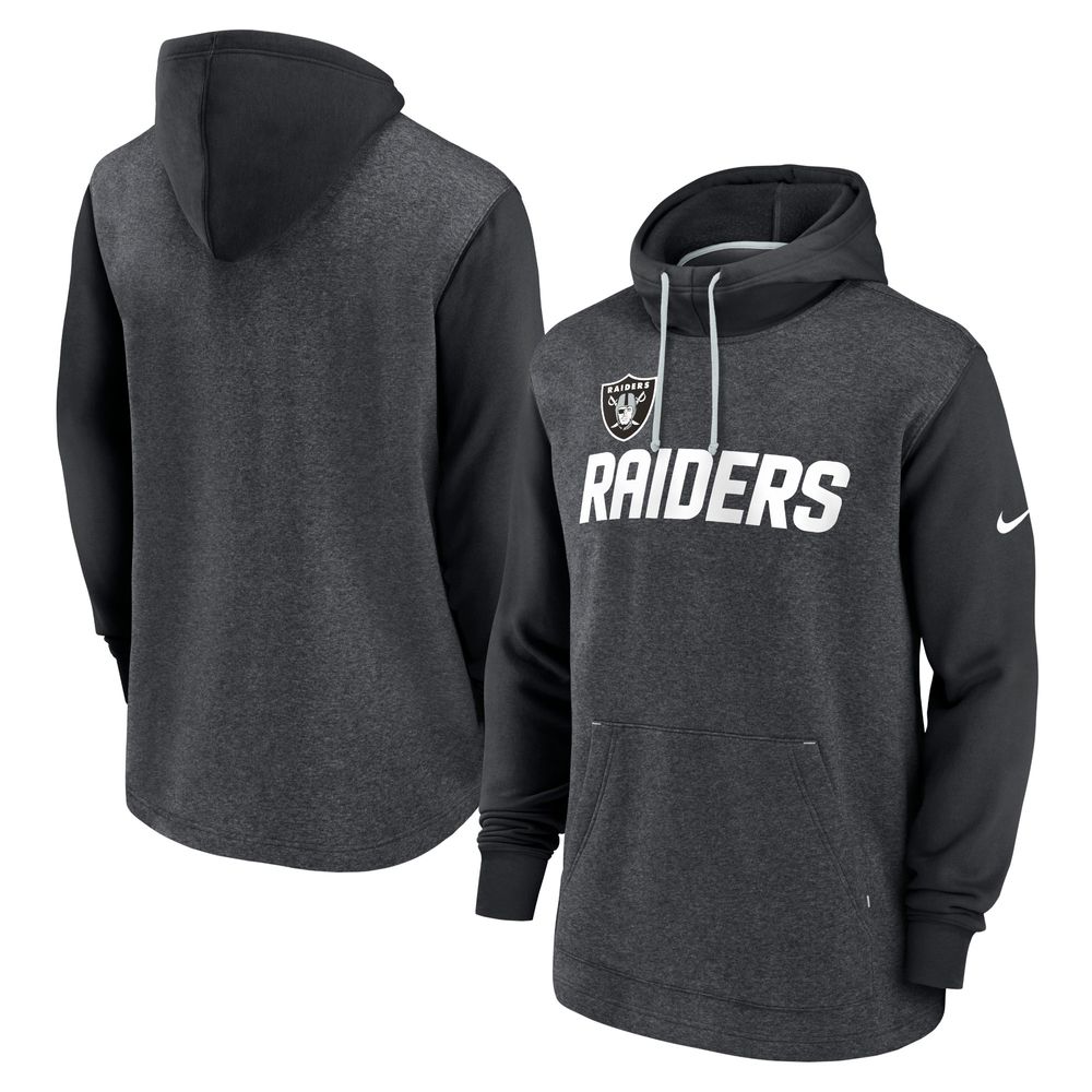 Men's Nike Heathered Charcoal/Black Las Vegas Raiders Fan Gear Legacy Pullover Hoodie