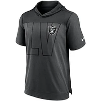 T-shirt à capuche Performance Nike Las Vegas Raiders anthracite chiné/noir pour homme