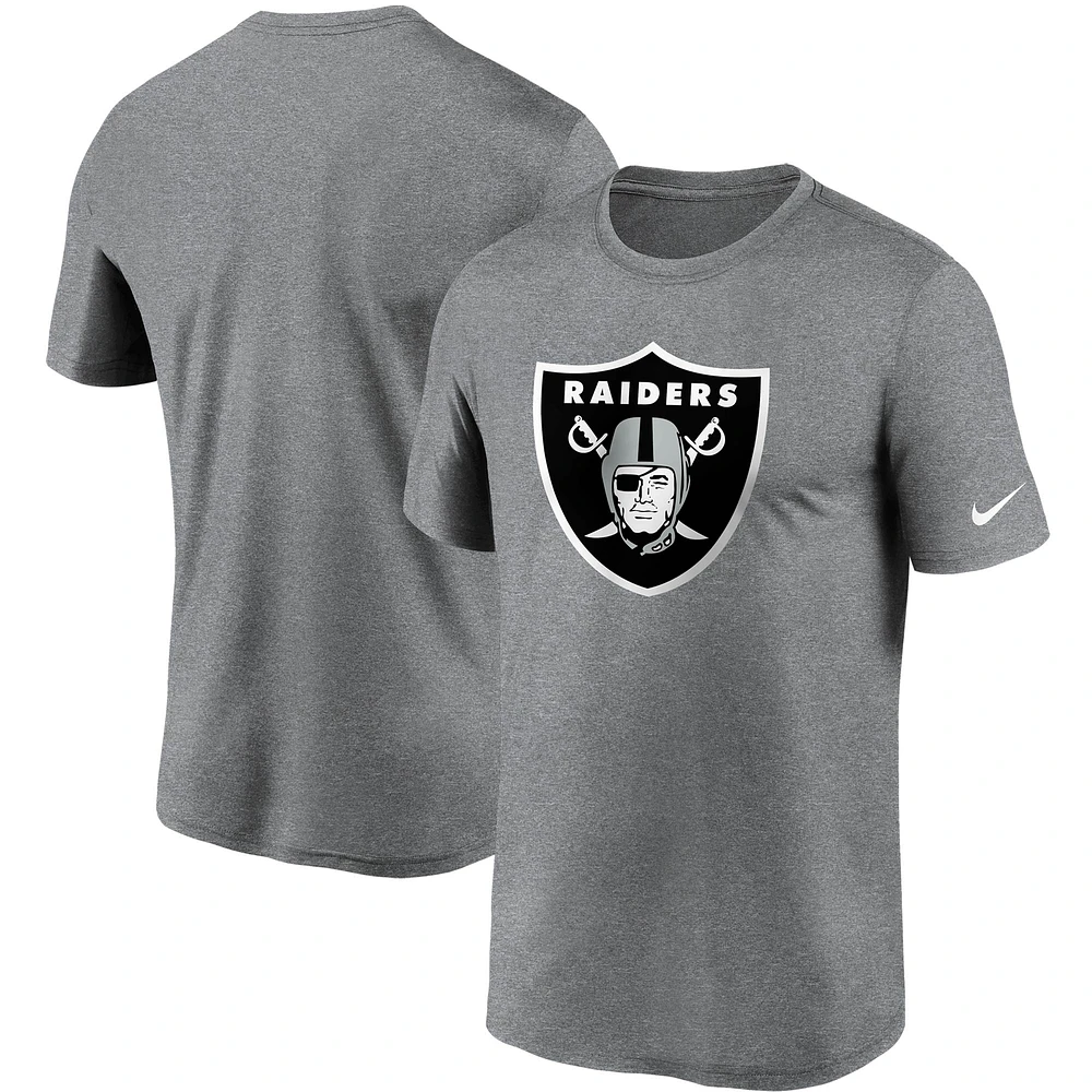 T-shirt Nike Heathered Charcoal Las Vegas Raiders Logo Essential Legend Performance pour homme