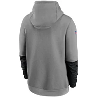 Men's Nike Heathered Gray/Black Las Vegas Raiders Sideline Playbook Performance Pullover Hoodie