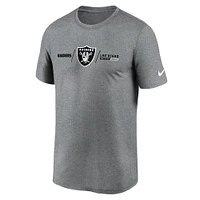 Men's Nike Heathered Gray Las Vegas Raiders Fan Gear Horizontal Lockup Legend - Performance T-Shirt