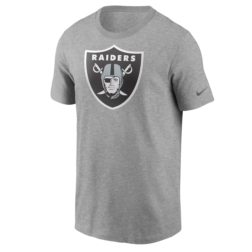 T-shirt à logo principal des Las Vegas Raiders Nike pour homme, gris chiné