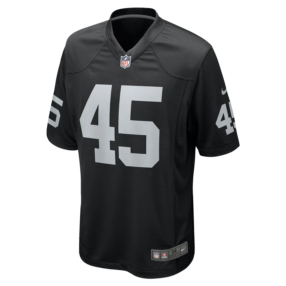 Maillot de joueur jeu Nike Jaquan Johnson pour hommes, noir, Las Vegas Raiders