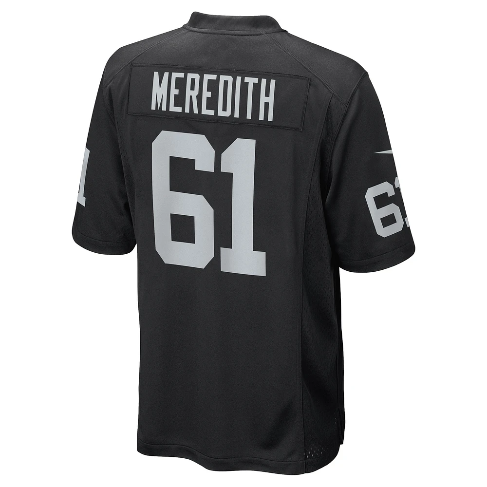 Maillot de joueur jeu Nike Jordan Meredith pour hommes, noir, Las Vegas Raiders