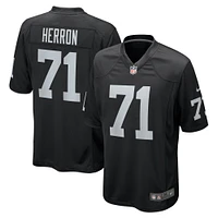 Maillot de match l'équipe Nike Justin Herron pour hommes, noir, Las Vegas Raiders