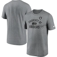 T-shirt de performance Nike Las Vegas Raiders Heather Charcoal Property Of Legend pour homme