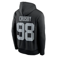 Sweat à capuche Nike Maxx Crosby pour homme avec nom et numéro de joueur des Las Vegas Raiders, noir