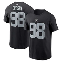 T-shirt avec nom et numéro du joueur des Las Vegas Raiders Nike Maxx Crosby pour homme, noir