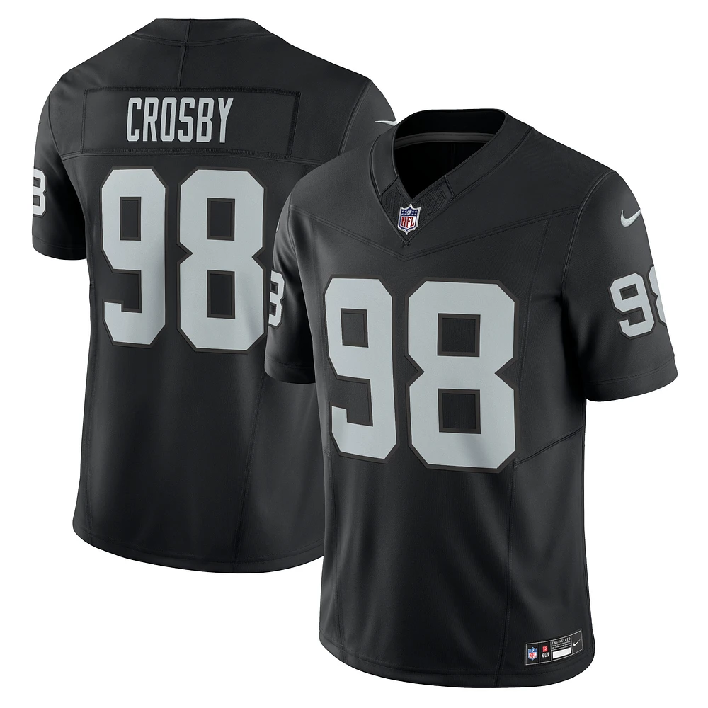 Maillot Nike Maxx Crosby pour homme, édition limitée, noir, Las Vegas Raiders Vapor F.U.S.E.