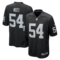 Maillot de match l'équipe Nike Netane Muti pour hommes, noir, Las Vegas Raiders