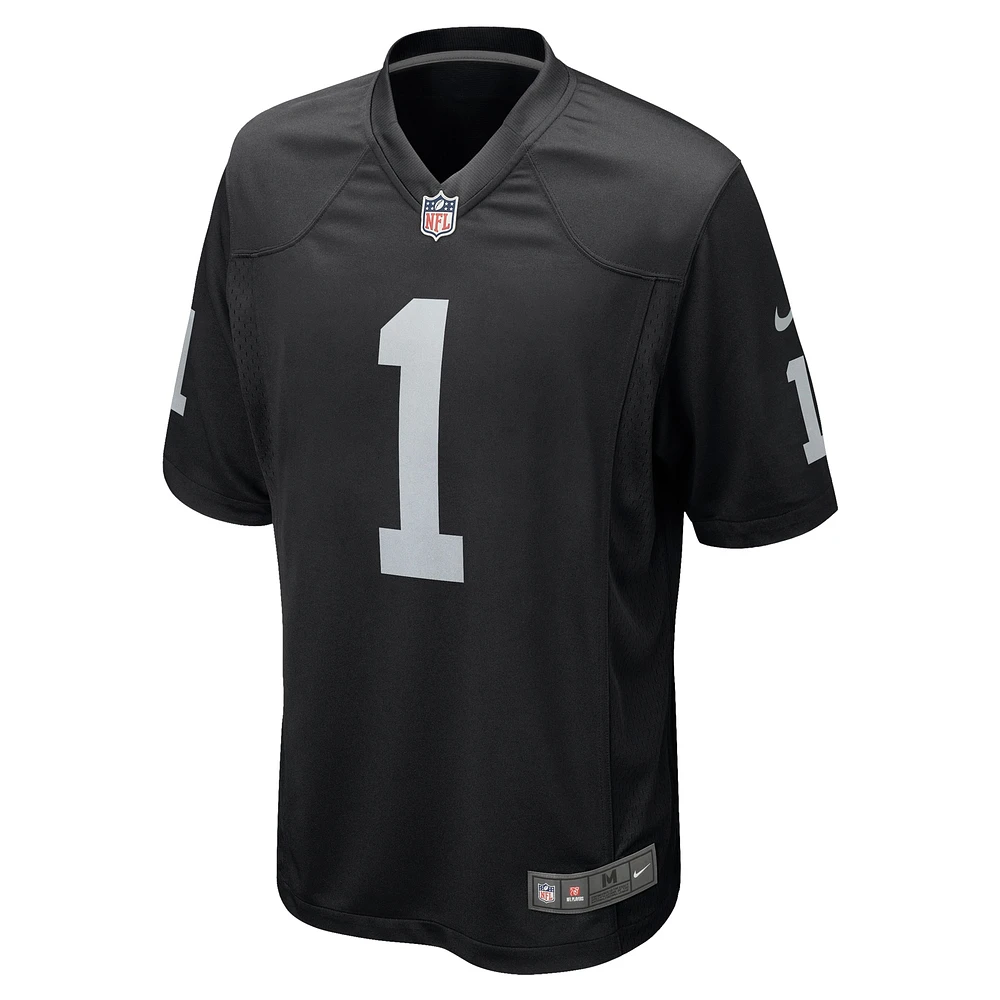 Maillot de match Nike numéro 1 Dad noir des Las Vegas Raiders pour hommes