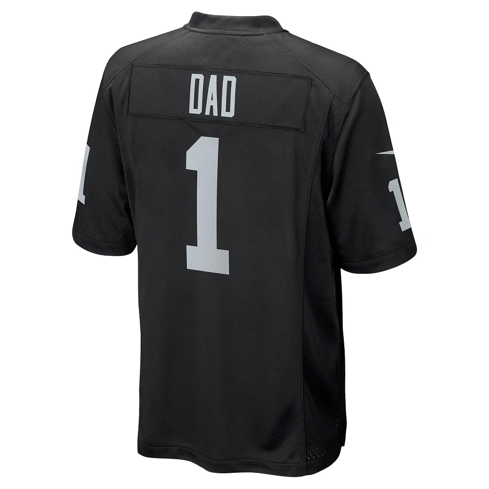 Maillot de match Nike numéro 1 Dad noir des Las Vegas Raiders pour hommes