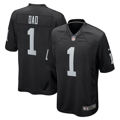 Maillot de match Nike numéro 1 Dad noir des Las Vegas Raiders pour hommes