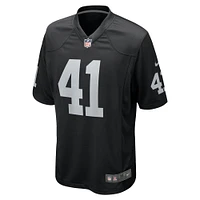 Maillot de joueur jeu Nike Robert Spillane pour hommes, noir, Las Vegas Raiders