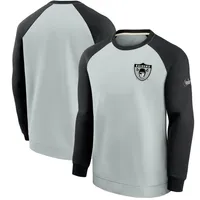 Chandail Las Vegas Raiders Historic Raglan Crew Performance Nike argent/noir pour homme