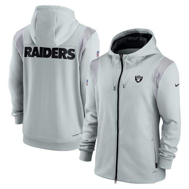 Sweat à capuche entièrement zippé Nike Las Vegas Raiders Performance Sideline Lockup pour Homme