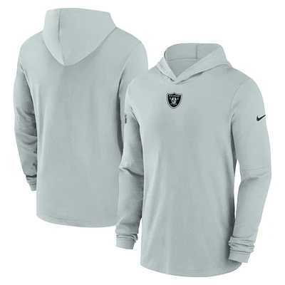 T-shirt à capuche manches longues Nike Silver Las Vegas Raiders Sideline Performance pour homme