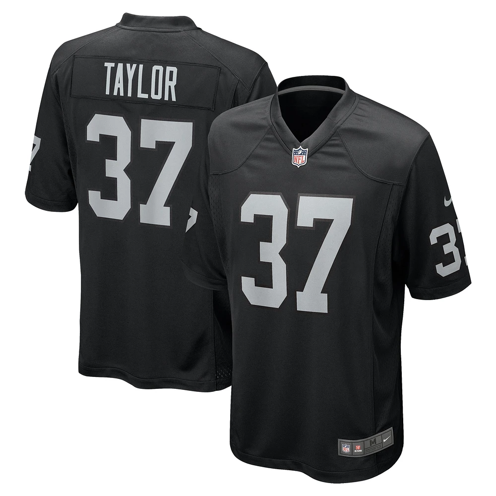 Maillot de match Nike Trey Taylor pour homme, noir, des Las Vegas Raiders