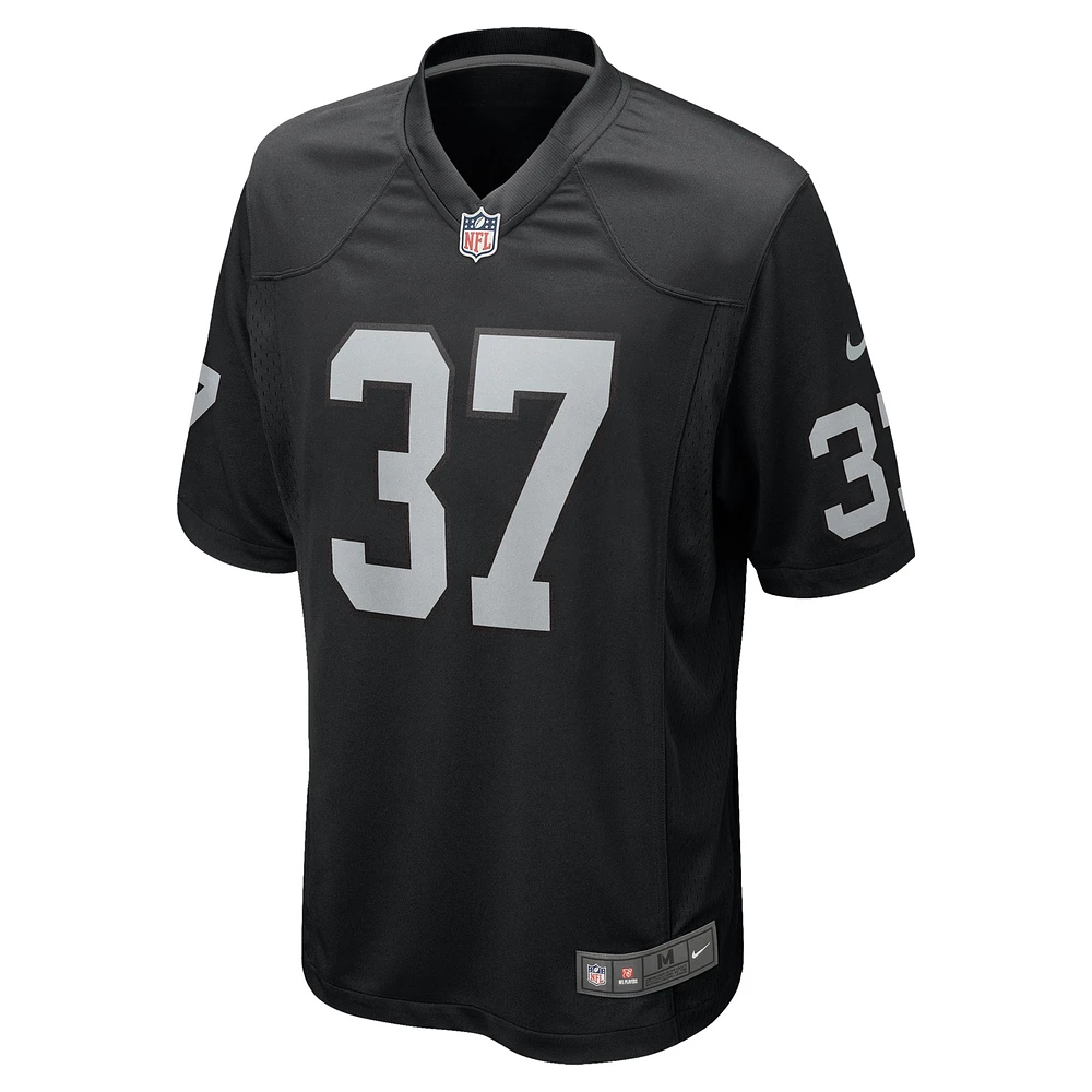 Maillot de match Nike Trey Taylor pour homme, noir, des Las Vegas Raiders