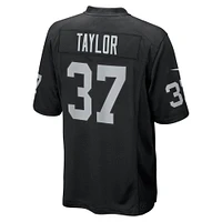 Maillot de match Nike Trey Taylor pour homme, noir, des Las Vegas Raiders