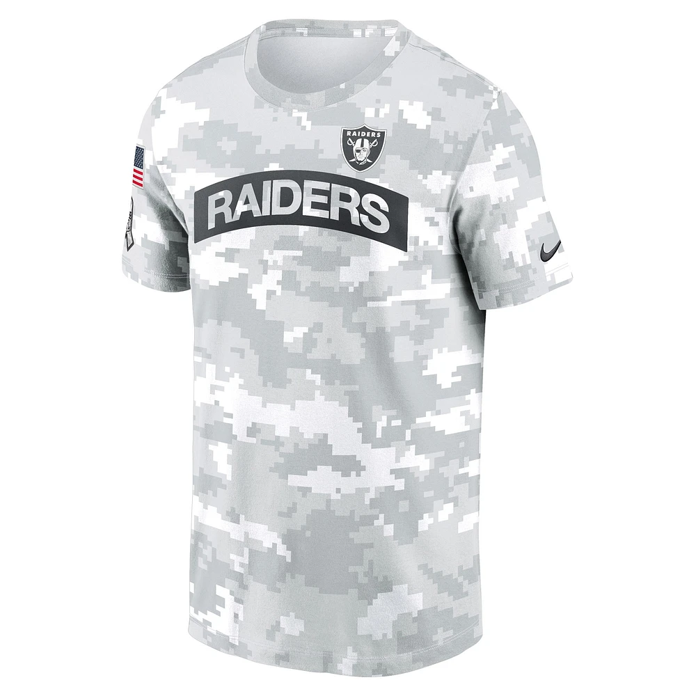 T-shirt Nike Las Vegas Raiders 2024 Salute To Service pour homme, blanc, grande taille, performance