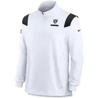 Men's Nike White Las Vegas Raiders Sideline Coach Chevron Lockup Quarter-Zip Long Sleeve Top