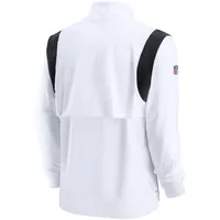 Men's Nike White Las Vegas Raiders Sideline Coach Chevron Lockup Quarter-Zip Long Sleeve Top