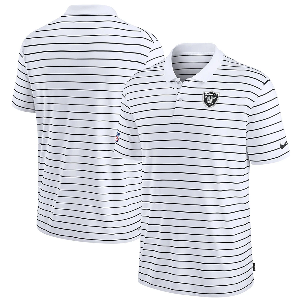 Polo de performance Nike blanc pour hommes des Las Vegas Raiders Sideline Lock Up Victory