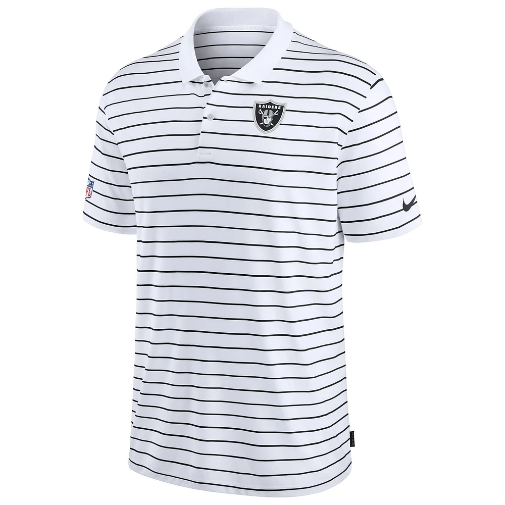 Polo de performance Nike blanc pour hommes des Las Vegas Raiders Sideline Lock Up Victory