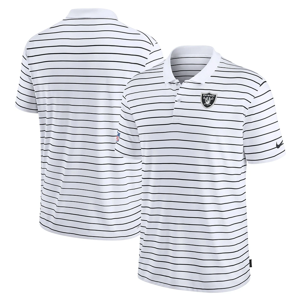 Polo de performance Nike blanc pour hommes des Las Vegas Raiders Sideline Lock Up Victory