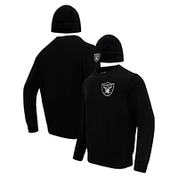 Pull à col rond et bonnet en tricot revers Pro Standard pour hommes, noir, Las Vegas Raiders, coffret cadeau