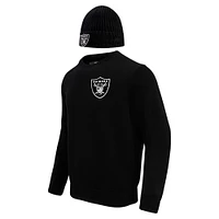 Men's Pro Standard Black Las Vegas Raiders Crewneck Pullover Sweater & Cuffed Knit Hat Box Gift Set