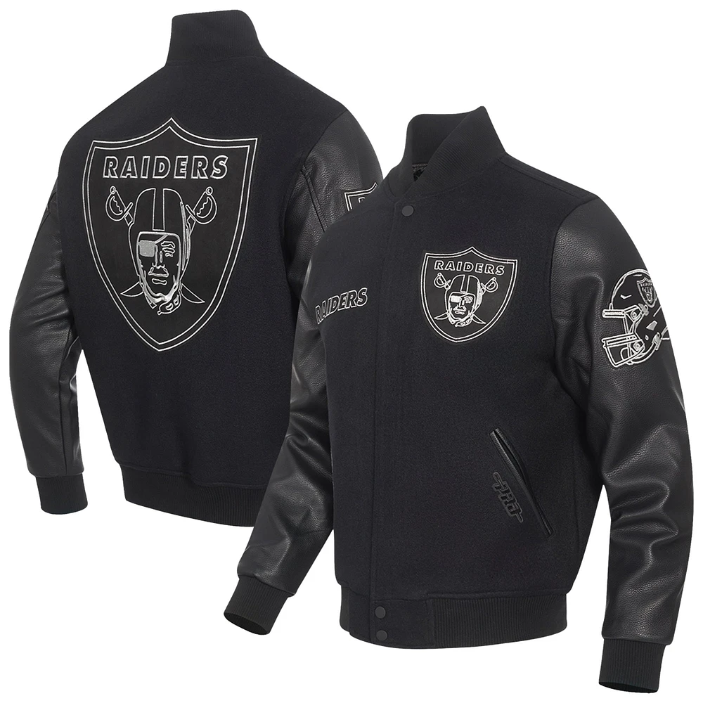 Veste Varsity entièrement zippée Pro Standard noire pour homme des Las Vegas Raiders