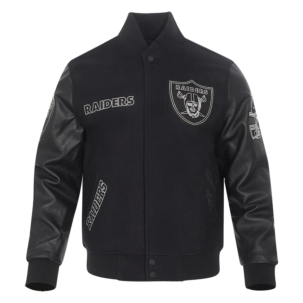 Veste Varsity entièrement zippée Pro Standard noire pour homme des Las Vegas Raiders