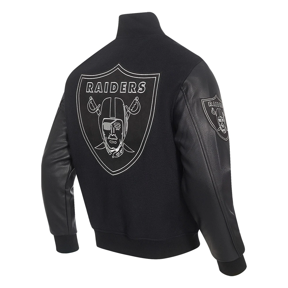 Veste Varsity entièrement zippée Pro Standard noire pour homme des Las Vegas Raiders