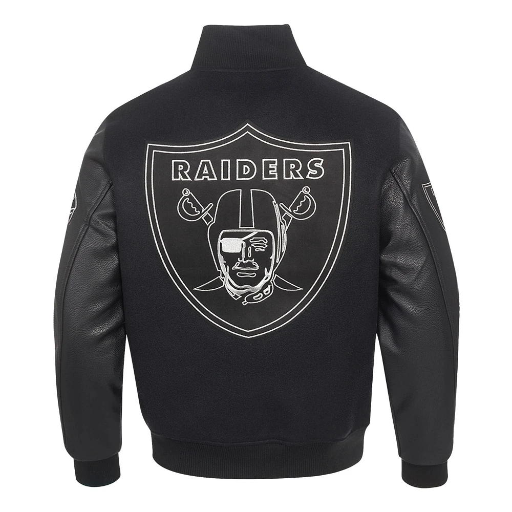 Veste Varsity entièrement zippée Pro Standard noire pour homme des Las Vegas Raiders