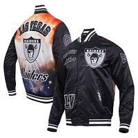 Men's Pro Standard Black Las Vegas Raiders Sublimated Satin Full-Snap Jacket