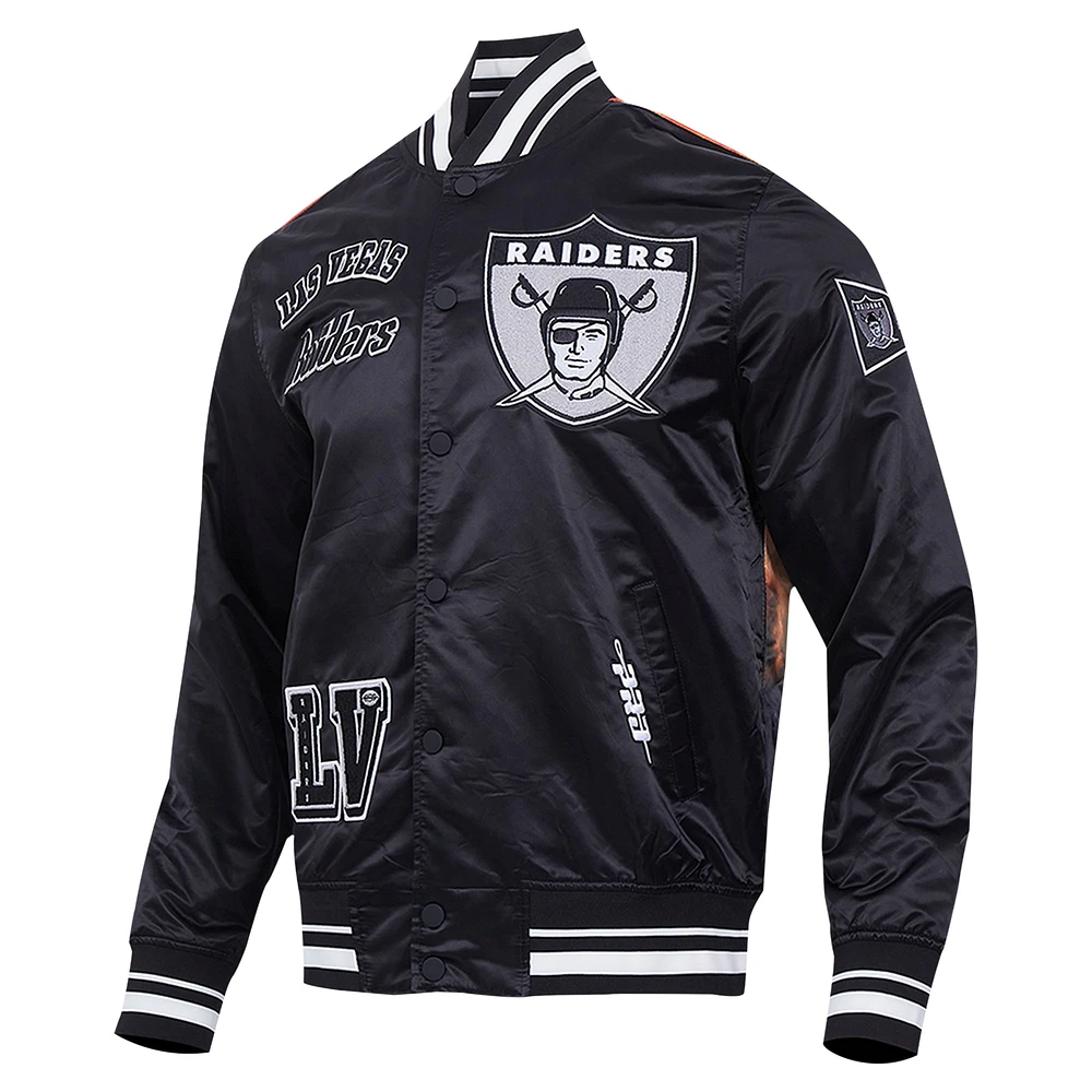 Men's Pro Standard Black Las Vegas Raiders Sublimated Satin Full-Snap Jacket