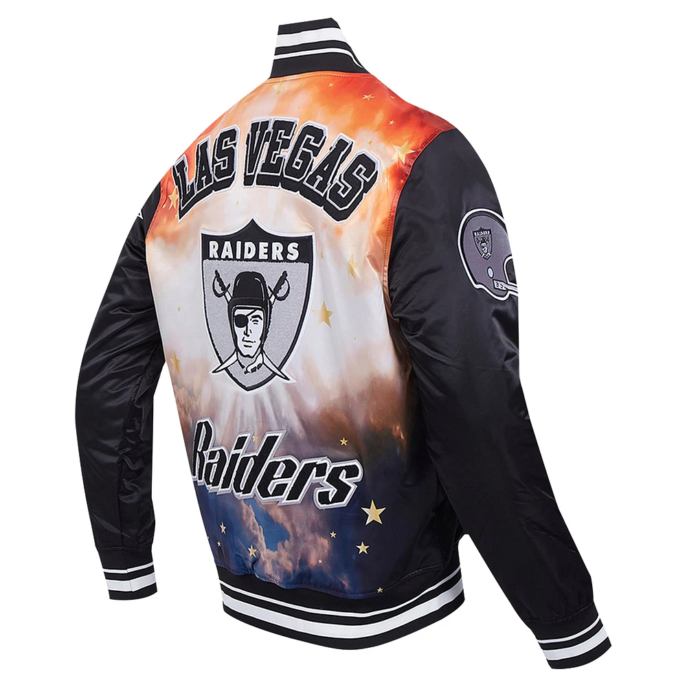 Men's Pro Standard Black Las Vegas Raiders Sublimated Satin Full-Snap Jacket