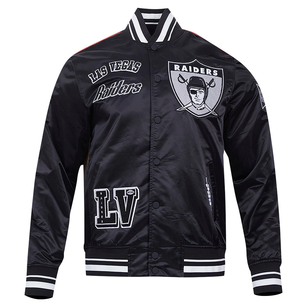 Men's Pro Standard Black Las Vegas Raiders Sublimated Satin Full-Snap Jacket