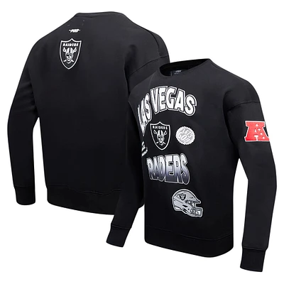 Men's Pro Standard Black Las Vegas Raiders Turn It Up Drop Shoulder Pullover Sweatshirt