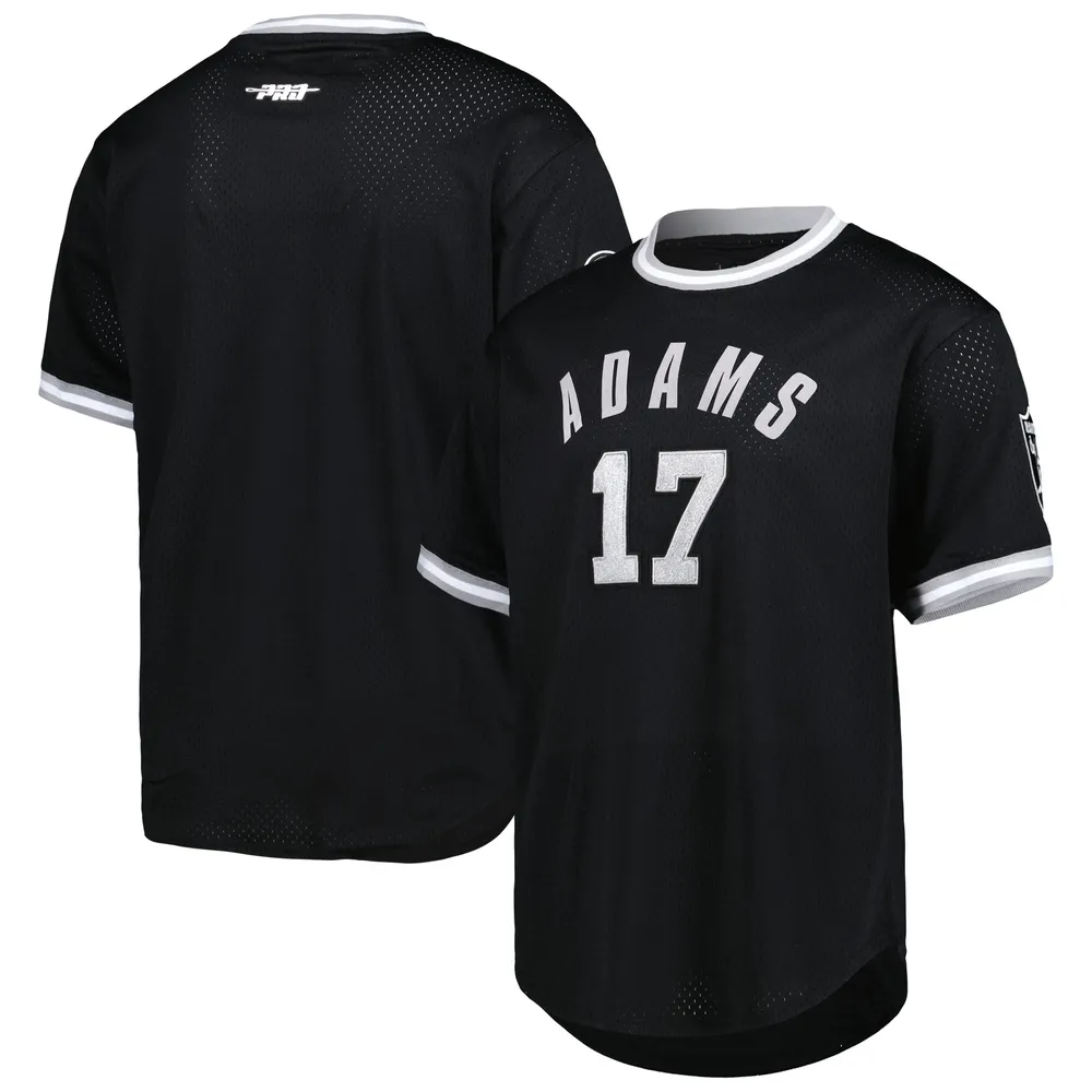 Haut Pro Standard pour hommes Davante Adams noir Las Vegas Raiders en maille avec nom et numéro de joueur