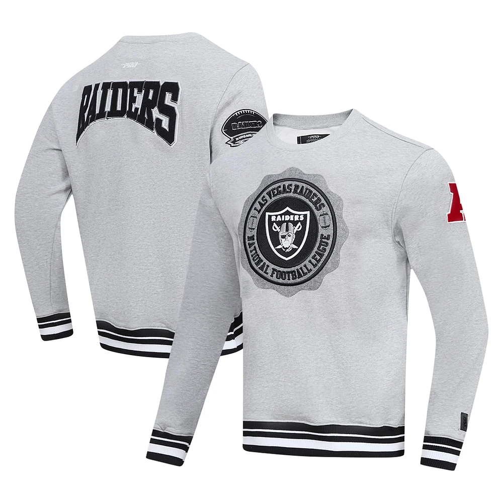 Men's Pro Standard Heather Gray Las Vegas Raiders Crest Emblem Pullover Sweatshirt