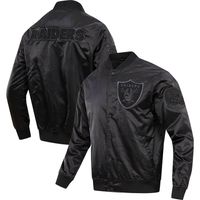 Women's Starter Black Las Vegas Raiders Varsity Lover Satin Full