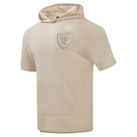 Men's Pro Standard Tan Las Vegas Raiders Neutrals Capsule Short Sleeve Pullover Hoodie