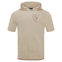 Men's Pro Standard Tan Las Vegas Raiders Neutrals Capsule Short Sleeve Pullover Hoodie