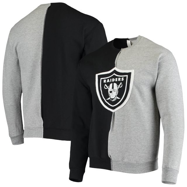 Refried Apparel pour homme Noir/gris chiné Las Vegas Raiders Sustainable Split Center Pullover