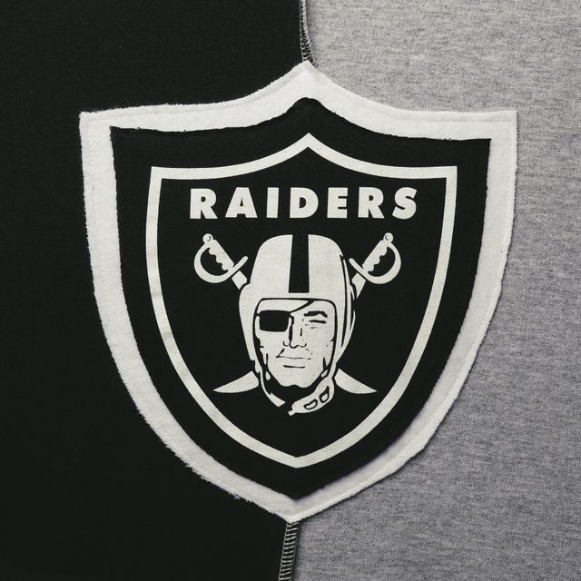 Refried Apparel pour homme Noir/gris chiné Las Vegas Raiders Sustainable Split Center Pullover